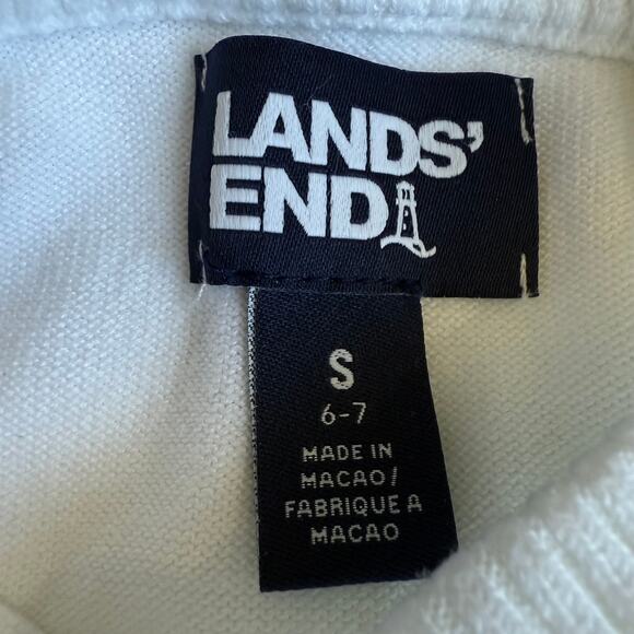 Lands End Girls White Cotton Button-Down Cardigan Sweater Small 6-7 - Picture 6 of 8